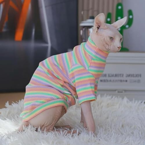 Katze Kleidung Regenbogen Baumwolle T-shirt Lange Ärmel Mantel für Kätzchen Hunde Overall Haustier von umass