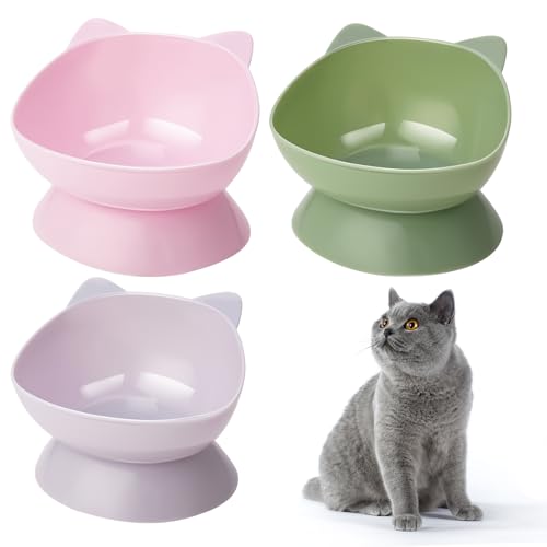 umorismo 3 Pcs Raised Cat Bowl Tilted Elevated Cat Bowls Plastic Cat Feeding Bowls Kittens Dishes 15° Cat Feeder Food Water Bowl For Pets Cats Dry Wet Food von umorismo