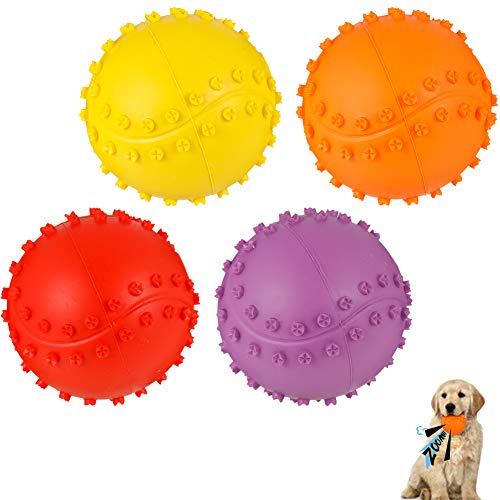 umorismo 4Pack Hundespielzeug Bälle Squeaker Ball Hund,Langlebiges Naturkautschuk Hund Fuball,Quietschball Hund,Kauspielzeug Für Kleine&Groe Hunde von umorismo