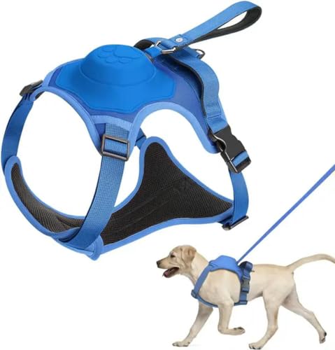 AMOBOX Hundegeschirr für mittelgroße Hunde, kein Ziehen, Geschirr für Hunde, mit integrierter einziehbarer Leine, strapazierfähiges Hundegeschirr mit Frontclip von umsl