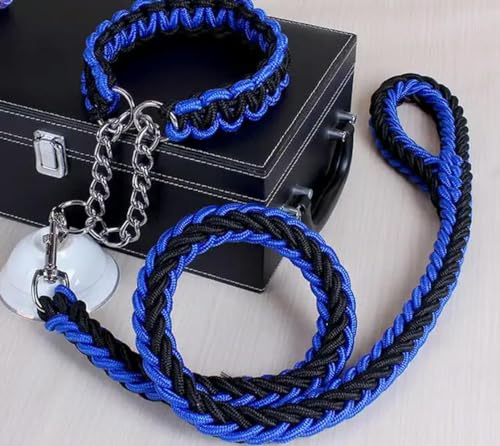 Doppelsträngiges Seil, große Hundeleine, Metall, P-Kette, Schnalle, nationale Farbe, Haustier-Traktionsseil, Halsband-Set für große Hunde, 1,2 m Länge, ohne Box von umsl