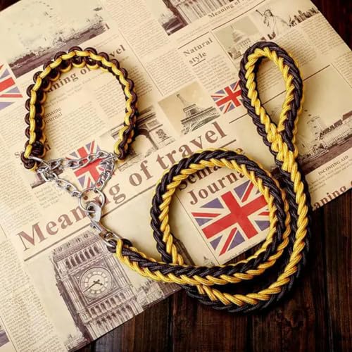 Doppelsträngiges Seil, große Hundeleine, Metall, P-Kette, Schnalle, nationale Farbe, Haustier-Traktionsseil, Halsband-Set für große Hunde, 1,2 m Länge, ohne Box Doppelsträngiges Seil, große Hundeleine, Metall, P-Kette, Schnalle, nationale Farbe, Haustier-Traktionsseil, Halsband-Set für große Hunde, 1,2 m Länge, ohne Box von umsl