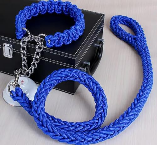 Doppelsträngiges Seil, große Hundeleine, Metall, P-Kette, Schnalle, nationale Farbe, Haustier-Traktionsseil, Halsband-Set für große Hunde, 1,2 m Länge, ohne Box von umsl