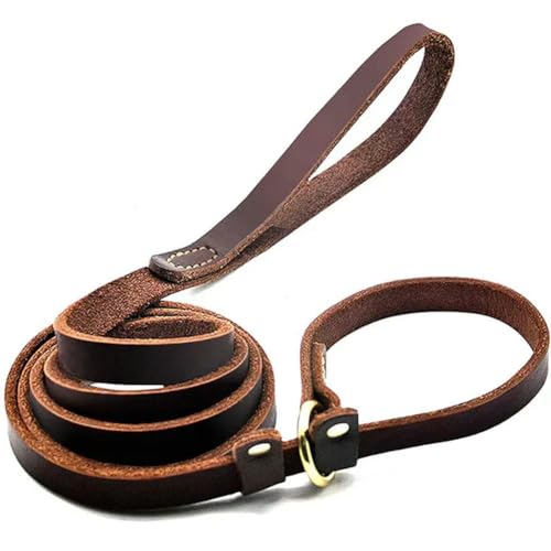 Hundeleine aus echtem Leder, verstellbar, mit Schieber, starkes, flaches Leder, Trainingsleine für große Hunde Hundeleine aus echtem Leder, verstellbar, mit Schieber, starkes, flaches Leder, Trainingsleine für große Hunde von umsl