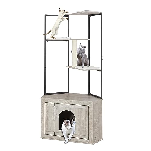 Unipaws Modernes Eck-Katzentoilettengehege mit Katzenbaum, verstecktem Katzenklo, Kratzbaum, weicher Sitzstange und mehreren Plattformen Unipaws Modernes Eck-Katzentoilettengehege mit Katzenbaum, verstecktem Katzenklo, Kratzbaum, weicher Sitzstange und mehreren Plattformen von unipaws