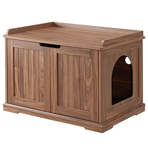 unipaws Katzentoilette Gehege Möbel Katzenklo Versteckte Katzentoilette Abdeckung Schrank für große Katze Walnuss von unipaws
