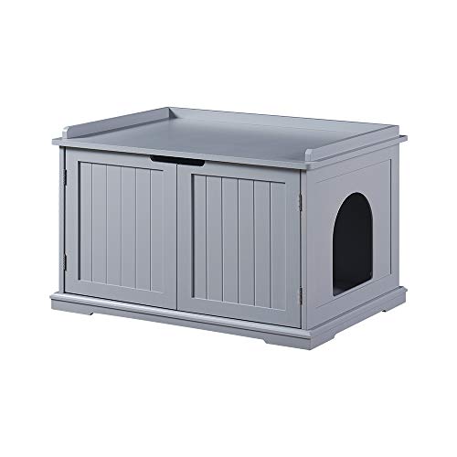 unipaws katzenschrank für katzentoilette, katzenklo Schrank mit Tür, Holz Katzenhaus für große Katzen, großem Stauraum, 75 x 53.5 x 51.5 cm, Grau unipaws katzenschrank für katzentoilette, katzenklo Schrank mit Tür, Holz Katzenhaus für große Katzen, großem Stauraum, 75 x 53.5 x 51.5 cm, Grau von unipaws