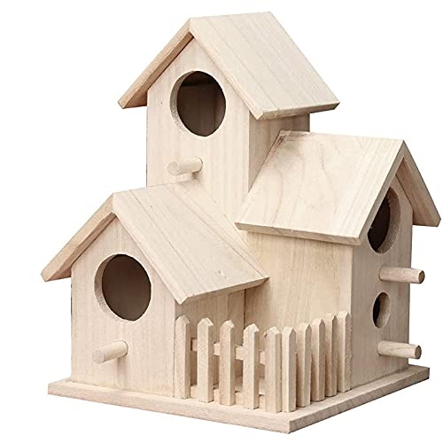 Holz-Vogelhaus, Unbekanntes Bluebird House Massivholz-Vogelhaus Wetterfestes schönes Vogelnest Entworfen mit Lüftungsöffnungen Sitzstangen Zaun für kleine Vögel von unknows