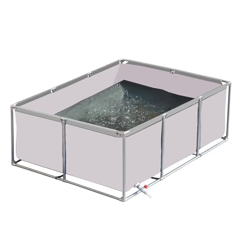 Außenlagertank Segeltuch Fischteich, Fischteich mit Stahlrahmen, Gartenpool für Koi,Wasserspeicher, strapazierfähiges Segeltuch-Fischbecken für den Außenbereich,White 1.5×1×0.6m(4.9×3.3×1.9ft) von uofgcru