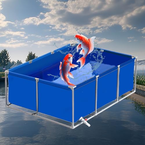 Außenlagertank Segeltuch Fischteich, PVC Teichfolie Fischteich aus Segeltuch mit Ständer,Gartenbewässerungsreservoir,Schildkröten-Teich Mit Ablassventil, Fischzucht, Blue 3×1.5×0.6m(9.8×4.9×1.9ft) Außenlagertank Segeltuch Fischteich, PVC Teichfolie Fischteich aus Segeltuch mit Ständer,Gartenbewässerungsreservoir,Schildkröten-Teich Mit Ablassventil, Fischzucht, Blue 3×1.5×0.6m(9.8×4.9×1.9ft) von uofgcru