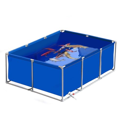 Außenlagertank Segeltuch Fischteich, PVC Teichfolie Fischteich aus Segeltuch mit Ständer,Gartenbewässerungsreservoir,Schildkröten-Teich Mit Ablassventil, Fischzucht, Blue 1.5×1×0.9m(4.9×3.3×2.9ft) Außenlagertank Segeltuch Fischteich, PVC Teichfolie Fischteich aus Segeltuch mit Ständer,Gartenbewässerungsreservoir,Schildkröten-Teich Mit Ablassventil, Fischzucht, Blue 1.5×1×0.9m(4.9×3.3×2.9ft) von uofgcru