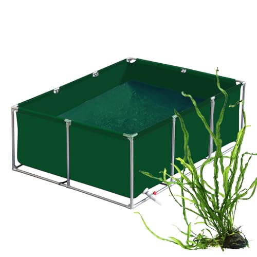 Gartenteich becken für Die Wasserspeicherung,Oberirdische Fischteiche,Aquarium-PVC-Leinwand-Fischteich mit Rahmen, ideal für Fische und Wassertiere,Garnelenzucht,Green 2×1.5×0.8m(6.5×4.9×2.6ft) von uofgcru