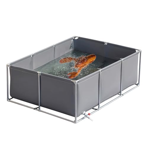 Oberirdischer Teich Garten Aquarium, Zuchtbecken Teich Segeltuch Rahmen Fischteich, Aquarium-Pool Mit Ablassventil, Für Die Wasserspeicherung,Hydroponische Pflanzen,Grey 2×1×0.9m(6.5×3.3×2.9ft) von uofgcru