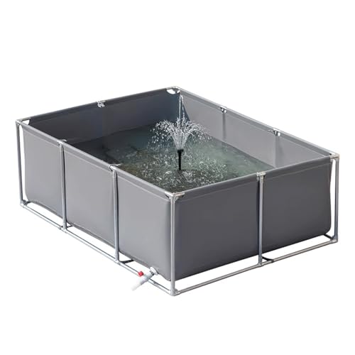 uofgcru Außenlagertank Segeltuch Fischteich, Gartenpool für Koi, Goldfisch, Wasserspeicher, strapazierfähiges Segeltuch-Fischbecken für den Außenbereich(Grey-2×1.5×0.9m) von uofgcru