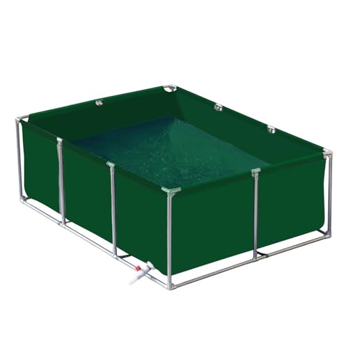 uofgcru Oberirdischer Teich Garten Aquarium,Fischteich mit Stahlrahmen,Aquarium-PVC-Leinwand-Fischteich mit Rahmen, ideal für Fische und Wassertiere(Green-1×1×0.9m) von uofgcru