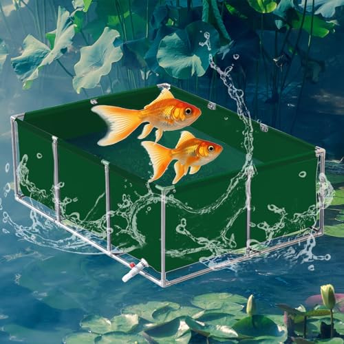 uofgcru Oberirdischer Teich Garten Aquarium,Fischteich mit Stahlrahmen,Aquarium-PVC-Leinwand-Fischteich mit Rahmen, ideal für Fische und Wassertiere(Green-2×2×0.6m) von uofgcru