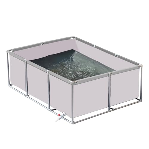 uofgcru Zuchtbecken Teich Segeltuch Rahmen Fischteich, Aquarium-Pool Mit Ablassventil, Für Die Wasserspeicherung, Fischzucht, Garnelenzucht, Hydroponische Pflanzen(White-1×1×0.8m) von uofgcru