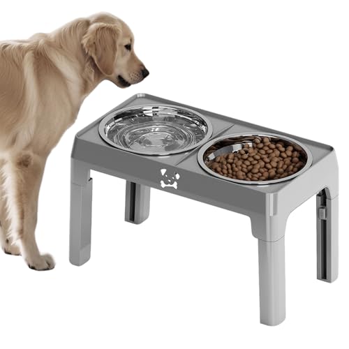 usefulbeauty Hunde Fütterungsstation, rutschfeste Futter- Und Wassernäpfe Für Hunde, Erhöhte Futterstation Fünf Höhen Verstellbar Für Kleine Mittlere Große Hunde Und Katzen von usefulbeauty