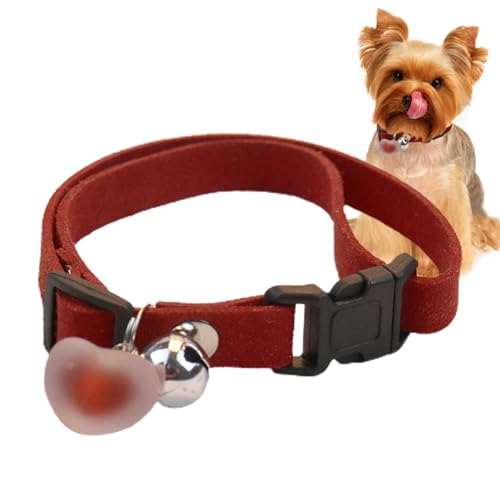 usefulbeauty Niedliche Katzenhalsbänder, niedliche Hundehalsbänder, Halsbänder für kleine Hunde mit Plüschherz-Anhänger, Glocke, verstellbare Halsbänder für Katzen, leichtes Zubehör für Welpen von usefulbeauty