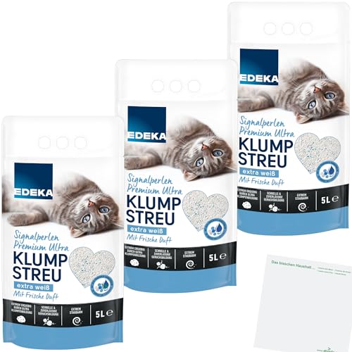 Edeka Signalperlen Premium Ultra Klumpstreu Katzenstreu 3er Pack (3x5 Liter Packung) + usy Block von usy
