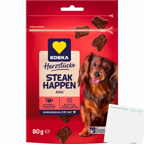 usy Bundle für Edeka Herzstücke Steak Happen Rind Hundesnack (80g Packung) + usy Block von usy