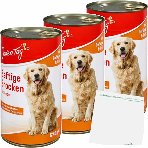 usy Bundle für Jeden Tag Hund Saftige Brocken Geflügel,Reis 3er Pack (3x1240g Doose) Block von usy