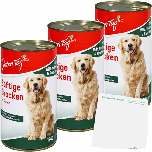 usy Bundle für Jeden Tag Hund Saftige Brocken Wild,Nudeln,Karotte 3er Pack (3x1240g Dose) Block von usy
