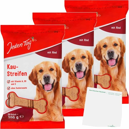 usy Bundle für Jeden Tag Hundesnack 20 Kaustreifen Rind 3er Pack (3x200g Packung) + usy Block von usy