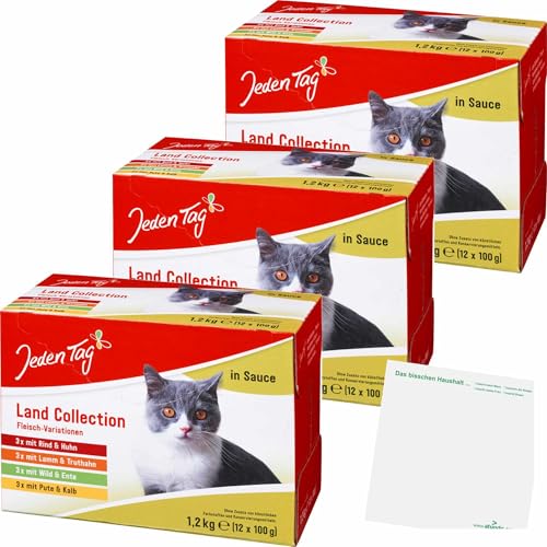 usy Bundle für Jeden Tag Katze Multipack Land Collection (Fleisch) 3er Pack (3x12x100g Pouches) + usy Block von usy