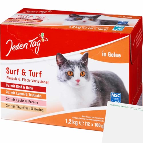 usy Bundle für Jeden Tag Katze Multipack Surf & Turf (Fleisch und Fisch) (12x100g Pouches) + usy Block von usy