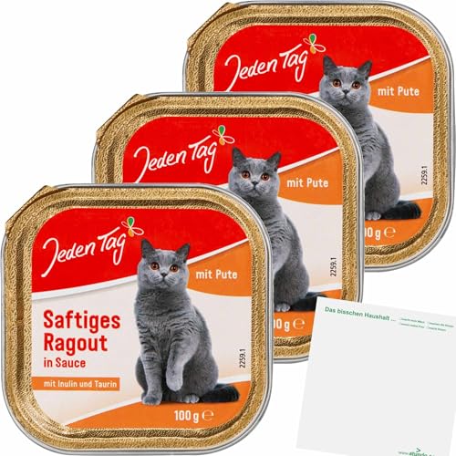 usy Bundle für Jeden Tag Katze Saftiges Ragout Pute in Sauce 3er Pack (3x100g Schale) + usy Block von usy
