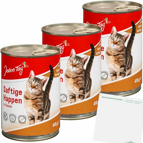 usy Bundle für Jeden Tag Katze saftige Happen Kalb, Geflügel, Karotten 3er Pack (3x415g Dose) + usy Block von usy