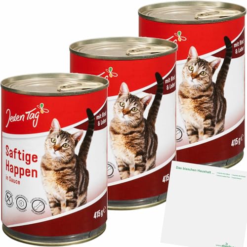usy Bundle für Jeden Tag Katze saftige Happen Leber 3er Pack (3x415g Dose) + usy Block von usy