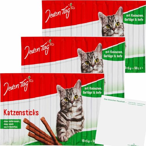usy Bundle für Jeden Tag Katzen Sticks Kaninchen, Geflügel und Hefe 3er Pack (3x10x5g) Block von usy