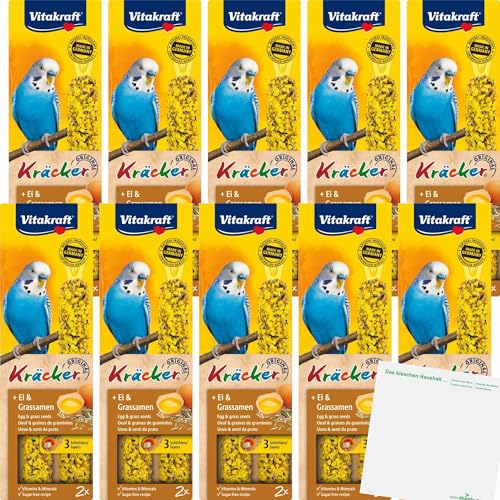 usy Bundle für Vitakraft Wellensittich Kräcker Ei & Grassamen (10x2x27g Packung) + usy Block von usy