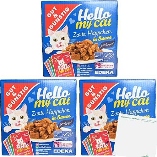 usy G&G Hello My cat Zarte Häppchen in Sauce 3er Pack (24x100g Packung) Block von usy