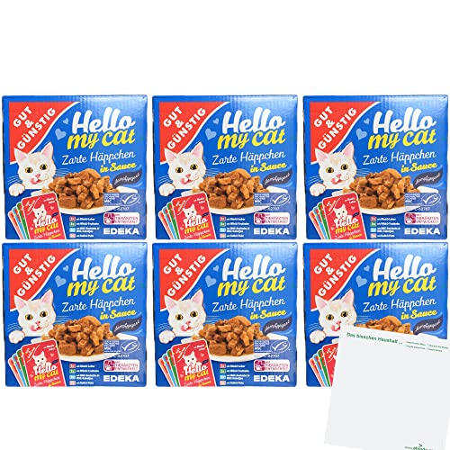usy G&G Hello My cat Zarte Häppchen in Sauce 6er Pack (48x100g Packung) Block von usy