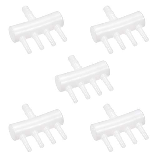 uxcell Aquarium-Luftleitungs-Splitter-Verbindungsstück für Aquarien, Kunststoff, Luftdurchfluss-Teiler, Hebelventil, 4 Ways,5pcs von uxcell