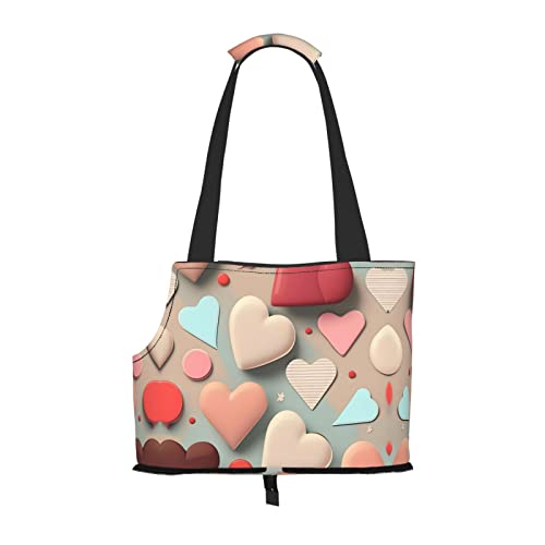 Kleine Hundetragetasche mit Liebesmuster, weiche Seiten, tragbare Katzen-Reisehandtasche Kleine Hundetragetasche mit Liebesmuster, weiche Seiten, tragbare Katzen-Reisehandtasche von vacsAX