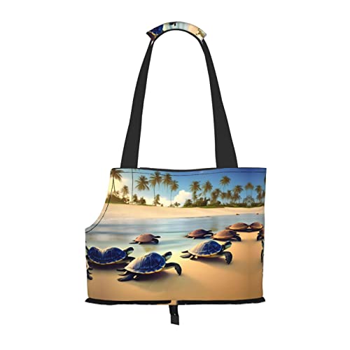Turtles on the Beach Tragetasche für kleine Hunde, weiche Seiten, tragbare Katzen-Reisehandtasche von vacsAX