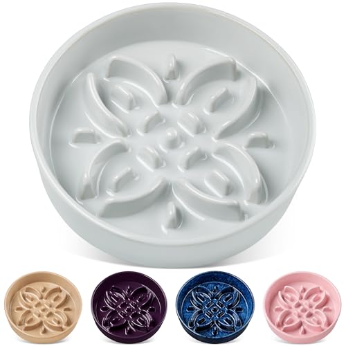 vancasso Futternäpfe aus Keramik, für langsames Fressen, Puzzle-Hundenapf mit floralem Labyrinth, rutschfester Futternapf für große Rassen, 3 Tassen, graues Cyan vancasso Futternäpfe aus Keramik, für langsames Fressen, Puzzle-Hundenapf mit floralem Labyrinth, rutschfester Futternapf für große Rassen, 3 Tassen, graues Cyan von vancasso