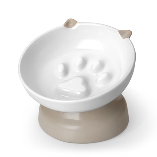vancasso Keramik Katze Slow Feeder Erhöhter Katzenfutternapf geneigtes Design Grau vancasso Keramik Katze Slow Feeder Erhöhter Katzenfutternapf geneigtes Design Grau von vancasso