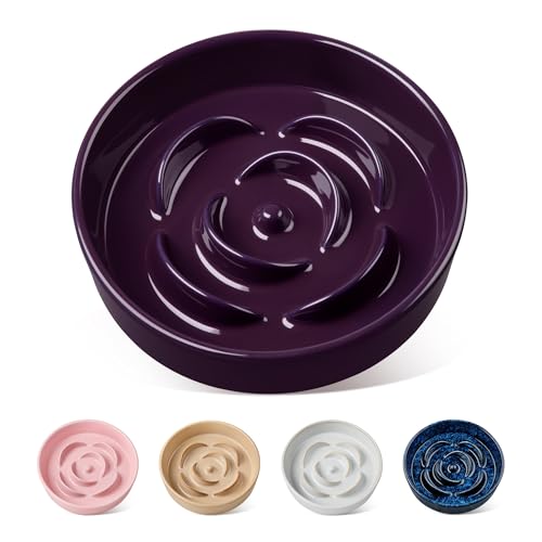 vancasso Slow Feeder Hundenapf, 0,6 Tassen Keramik Hundefutter Schüssel für Fast Eaters Kleine Rassen, Puzzle Schüssel für Kleine Hunde und Katzen, Lila vancasso Slow Feeder Hundenapf, 0,6 Tassen Keramik Hundefutter Schüssel für Fast Eaters Kleine Rassen, Puzzle Schüssel für Kleine Hunde und Katzen, Lila von vancasso