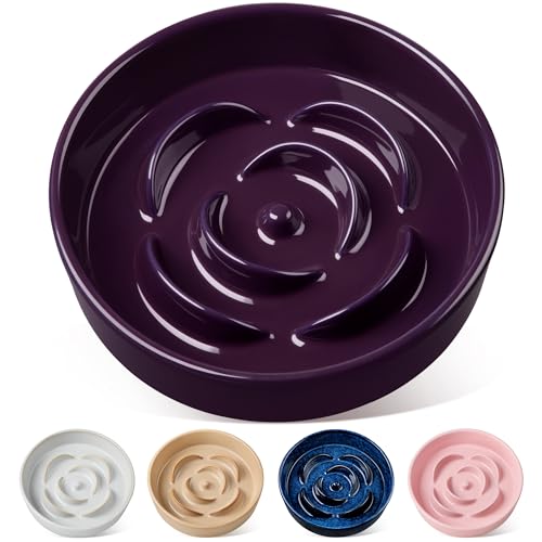 vancasso Slow Feeder Hundenapf, 3 Tassen Keramik Hundefutter Schüssel für Fast Eaters Kleine Rasse, Puzzle Schüssel für Kleine Hunde und Katzen, Lila von vancasso