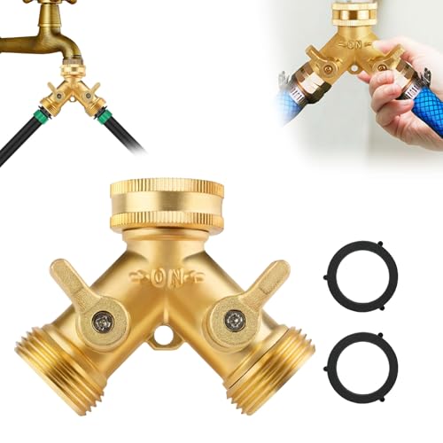 vcsjw 2 Wege Verteiler Wasser 3/4 Zoll,Wasserverteiler 2fach Y Verteiler 3/4 Zoll,Messing Splitte,Gartenschlauch Verteiler für den Einsatz auf Waschmaschine,Küche,Garten,Rasen (Gold) von vcsjw