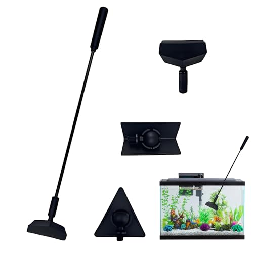 vcsjw Aquarium Scheibenreiniger Reinigung Werkzeug Aquarium Zubehör für Aquarien Glas Fischbecken (3 Stück Bürstenkopf mit Stange) von vcsjw