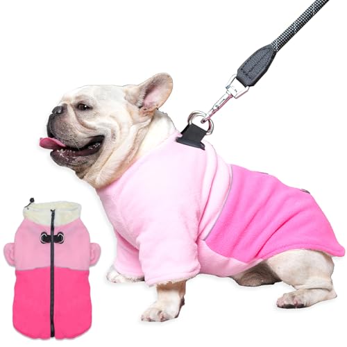 Vecomfy Hundepullover mit Geschirr und reflektierenden Streifen, warmer Fleece-Wintermantel für große Hunde, Rosa, Größe XL von vecomfy