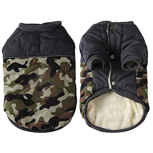 vecomfy Hundemantel für kleine Hunde, Fleece-Futter, wasserdicht, für den Winter, Grün Camo, XS von vecomfy