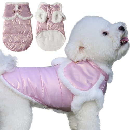 vecomfy Schal Hundemantel für große Hunde Fleece Futter Warme Hundejacken für Winter Rosa XL von vecomfy