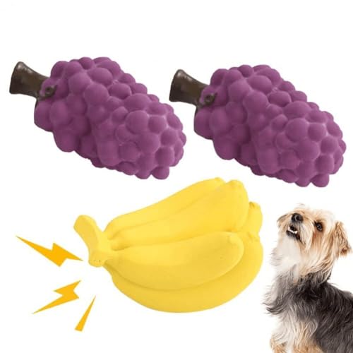 Vepoty Quietschspielzeug für Hunde, 3-teiliges niedliches Latex-Fruchtball-Hundekauspielzeug-Set, interaktives Spiel für kleine und mittelgroße Hunde von Vepoty